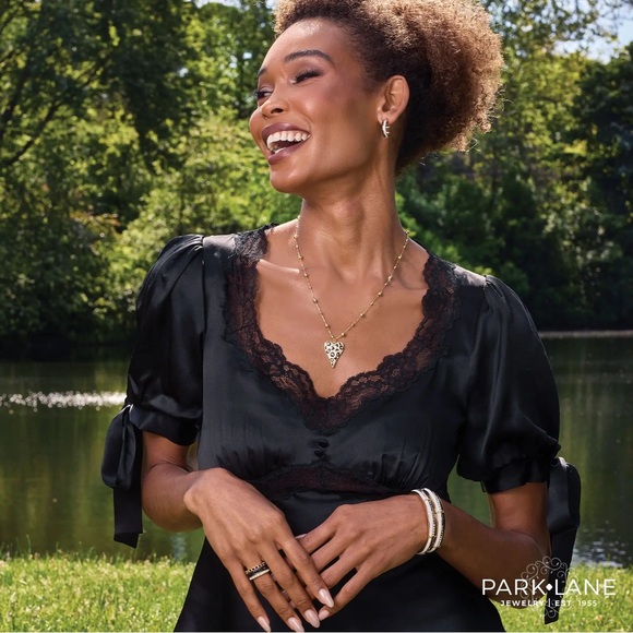 Park Lane Ember Ring Black and Gold Bracelet Trio Size 8 - Picture 4 of 5